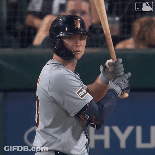 A Baseball Player With The Number 3 On His Jersey Is About To Swing His Bat GIF