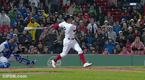A Baseball Player With The Number 3 On His Jersey Is Swinging His Bat GIF