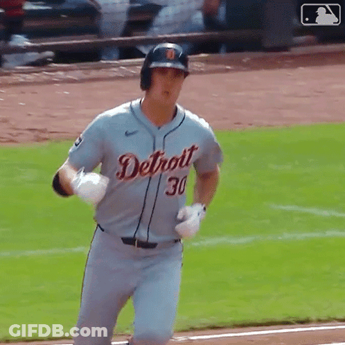 A Baseball Player With The Number 30 On His Jersey Is Running On The Field GIF