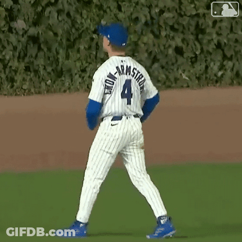 A Baseball Player With The Number 4 On His Jersey Is Walking On The Field GIF