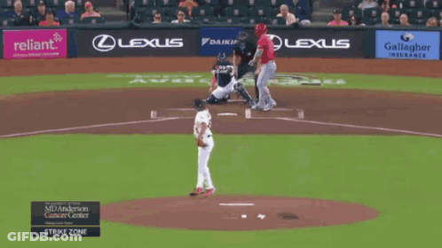 A Baseball Player With The Number 45 On His Jersey Stands At Home Plate GIF