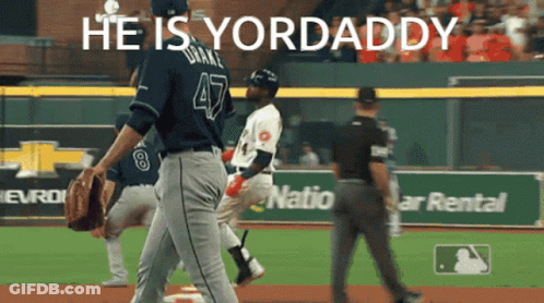 A Baseball Player With The Number 47 On His Jersey Stands On The Field GIF