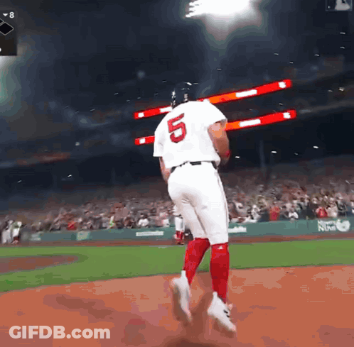 A Baseball Player With The Number 5 On His Back GIF