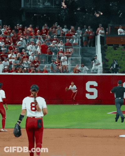 A Baseball Player With The Number 8 On Her Back GIF