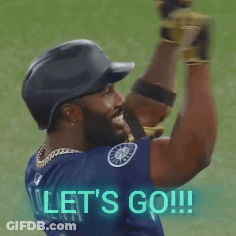 A Baseball Player With The Word Let 'S Go Written On His Back GIF