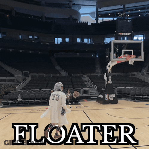 A Basketball Court With The Word Floater On The Bottom GIF