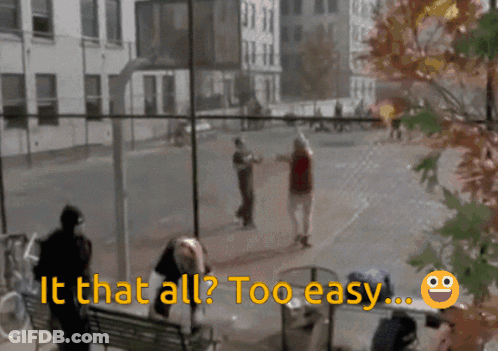 A Basketball Court With The Words " It That All Too Easy " On The Bottom GIF