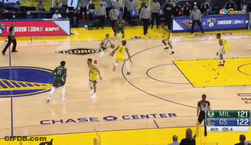 A Basketball Game Being Played At The Chase Center GIF