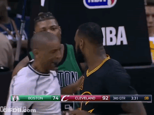 A Basketball Game Between Boston And Cleveland With A Score Of 92 To 74 GIF