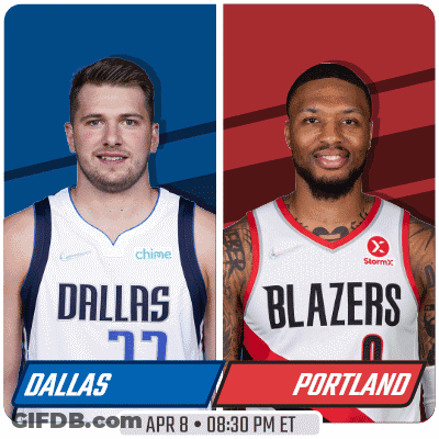 A Basketball Game Between Dallas And Portland Is Scheduled For April 8Th At 8:30 Pm Et GIF