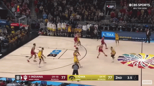 A Basketball Game Between Indiana And Iowa Is Being Shown On Cbs Sports GIF