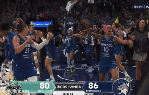 A Basketball Game Between Minnesota And New York Is Being Broadcast On Cbs GIF
