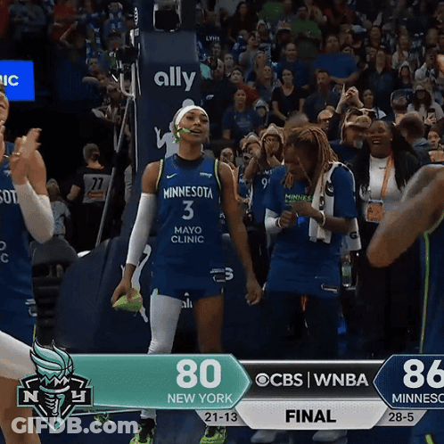 A Basketball Game Between Minnesota And New York Is Being Played GIF