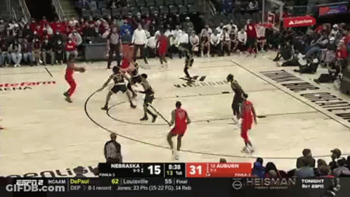 A Basketball Game Between Nebraska And Auburn Is Going On GIF