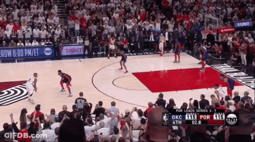 A Basketball Game Between Okc And Portland Is Being Played GIF