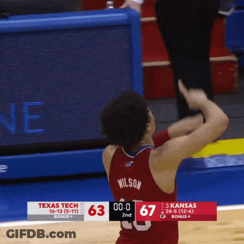A Basketball Game Between Texas Tech And Kansas Is Being Played GIF