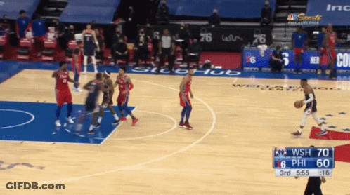 A Basketball Game Between The 76Ers And The Wizards Is Underway GIF