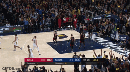 A Basketball Game Between The Bulls And Pacers Is Being Played GIF
