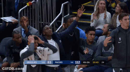 A Basketball Game Between The Grizzlies And Pacers GIF