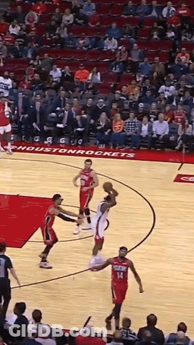 A Basketball Game Between The Houston Rockets And The Heat Is Underway GIF