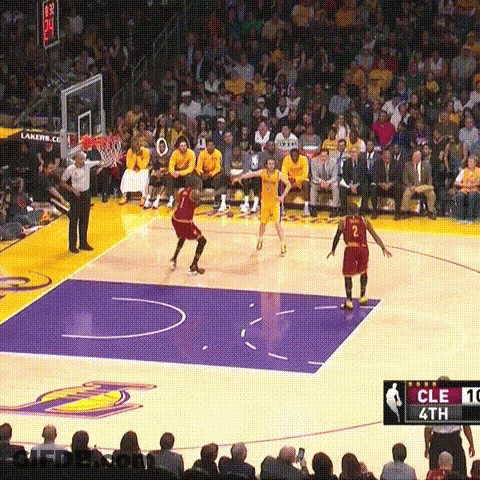 A Basketball Game Between The Lakers And The Cleveland Cavaliers Is Being Played GIF