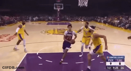 A Basketball Game Between The Lakers And The Phoenix Suns Is Underway GIF
