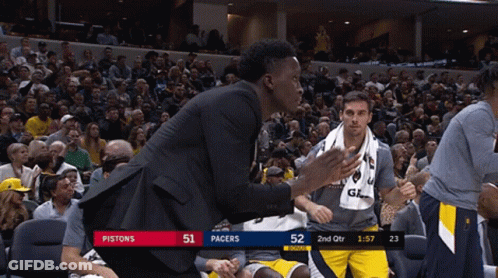 A Basketball Game Between The Pistons And The Pacers Is Underway GIF