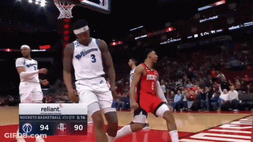A Basketball Game Between The Rockets And The Wizards Is Being Broadcast On Reliant GIF