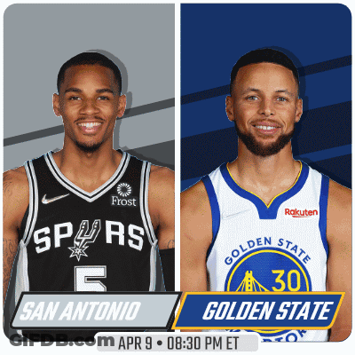 A Basketball Game Between The San Antonio Spurs And Golden State Warriors GIF