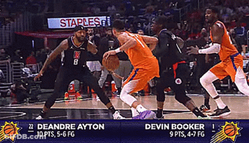 A Basketball Game Between The Suns And The La Clippers GIF