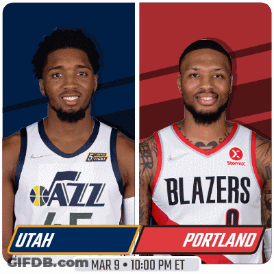 A Basketball Game Between The Utah Jazz And Portland Blazers GIF