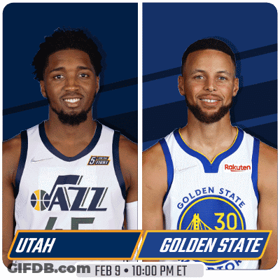 A Basketball Game Between Utah Jazz And Golden State Warriors Is Scheduled For Feb 9Th At 10:00 Pm Et GIF