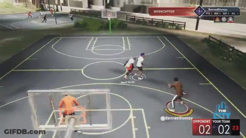 A Basketball Game Is Being Played And The Opposing Team Is Banned Stamps GIF