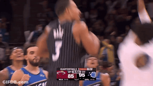 A Basketball Game Is Being Played And The Score Is 95 To 85 GIF