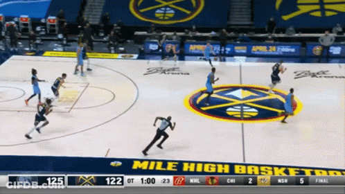 A Basketball Game Is Being Played At Mile High Basketball Court GIF