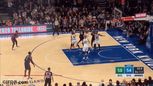 A Basketball Game Is Being Played At The New York Knicks GIF