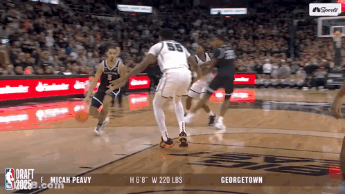 A Basketball Game Is Being Played Between Georgetown And Micah Fewy GIF