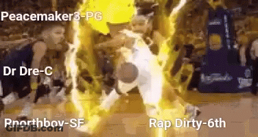 A Basketball Game Is Being Played Between Peacemaker 3 - Pg And Rnorthboy - Sf GIF