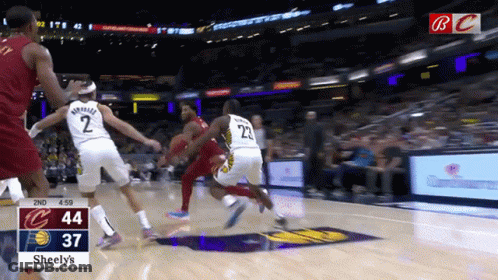 A Basketball Game Is Being Played Between The Indiana Pacers And Cleveland Cavaliers GIF