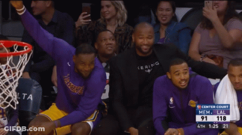 A Basketball Game Is Being Played Between The Lakers And Memphis Grizzlies GIF