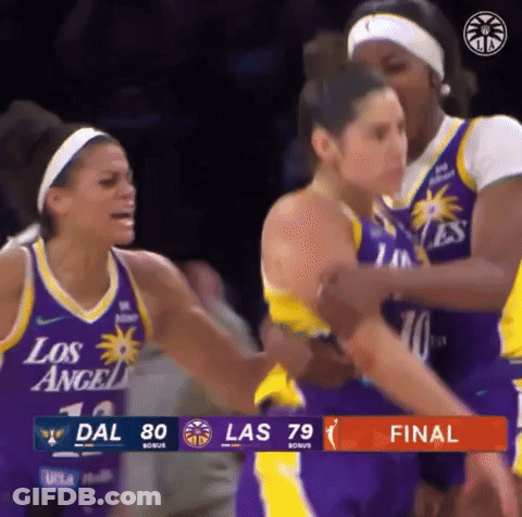 A Basketball Game Is Being Played Between The Los Angeles And Las Vegas GIF