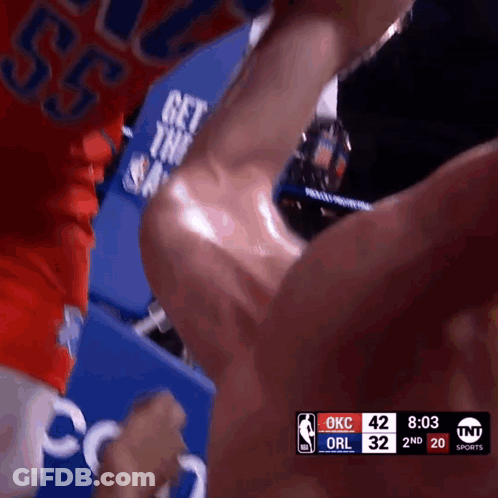 A Basketball Game Is Being Played Between The Okc And Orl Teams GIF