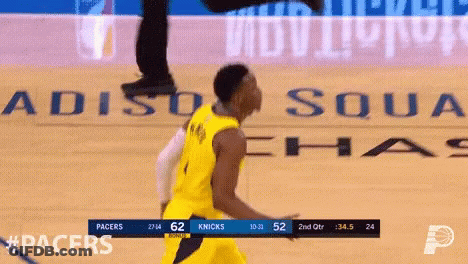 A Basketball Game Is Being Played Between The Pacers And The Knicks .. GIF