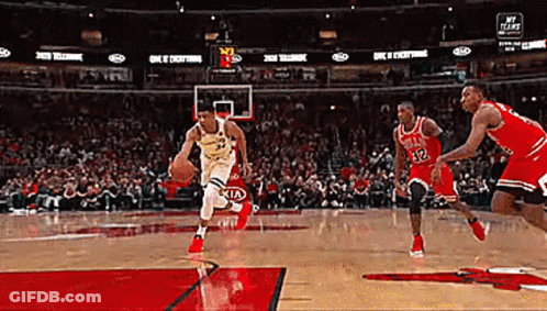 A Basketball Game Is Being Played In A Kia Stadium GIF