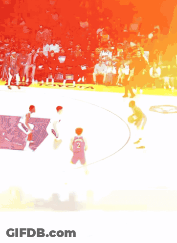 A Basketball Game Is Being Played In A Stadium With A Delta Logo On The Bleachers GIF