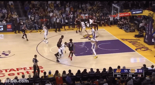 A Basketball Game Is Being Played In A Staples Center GIF