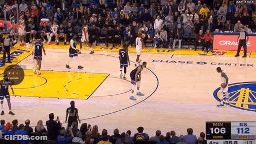 A Basketball Game Is Being Played In Chase Center GIF