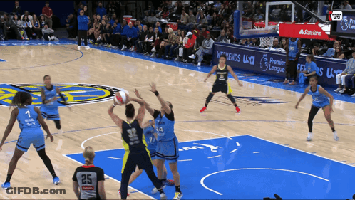 A Basketball Game Is Being Played In Front Of A Banner That Says State Farm GIF