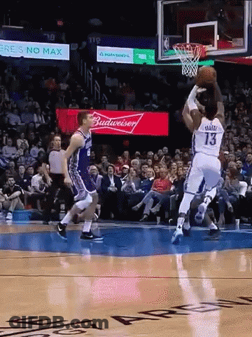 A Basketball Game Is Being Played In Front Of A Budweiser Advertisement GIF