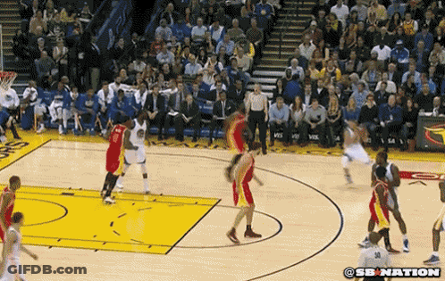 A Basketball Game Is Being Played In Front Of A Crowd Sponsored By Visa And Sb Nation GIF